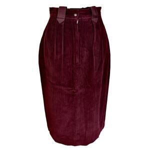 Rare Vintage Claude Montana Paris for Ferrer Ysentis Burgundy Corduroy Skirt